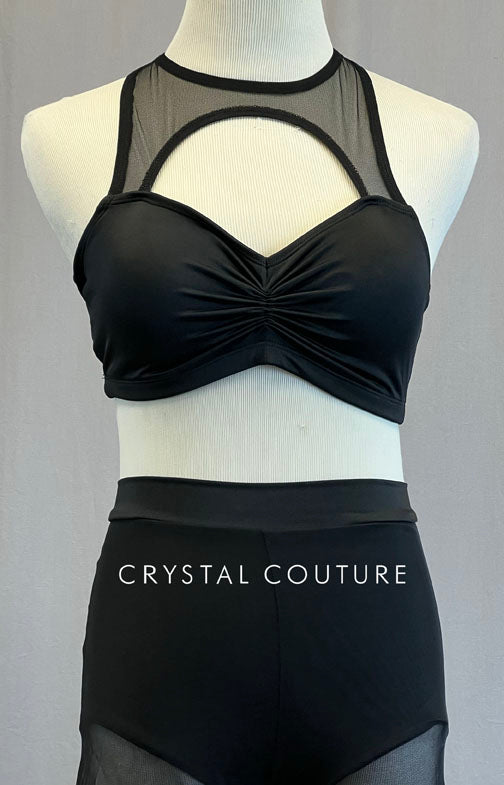 Black Two Piece with Mesh Details and Cutouts