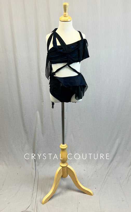 Custom Black & Navy Blue Destroyed Two Piece