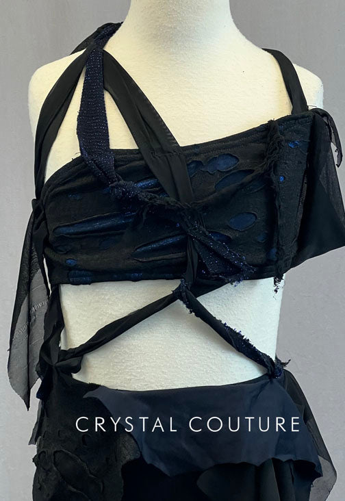 Custom Black & Navy Blue Destroyed Two Piece
