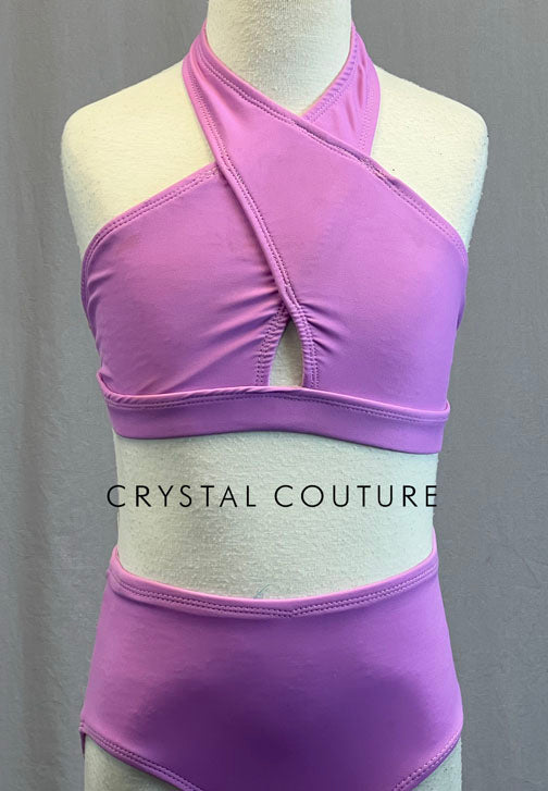Custom Orchid Cross Front Halter Two Piece