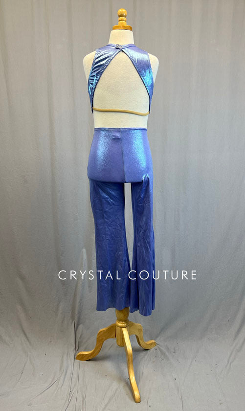Periwinkle Holographic Wide Leg Jumpsuit