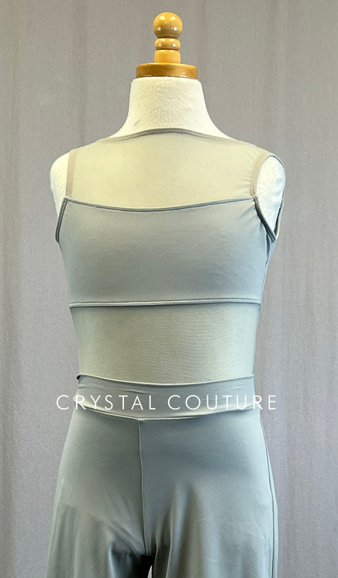 Custom Light Grey Leotard with Mesh and Wide Leg Pants