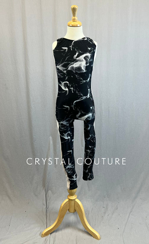 Custom Black & White Marbled Unitard