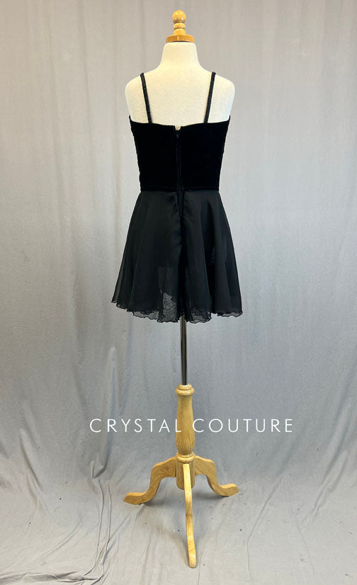 Custom Black Velvet Corset Dress with Gold Appliques