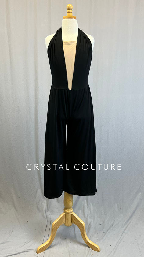 Black Deep V Halter Jumpsuit