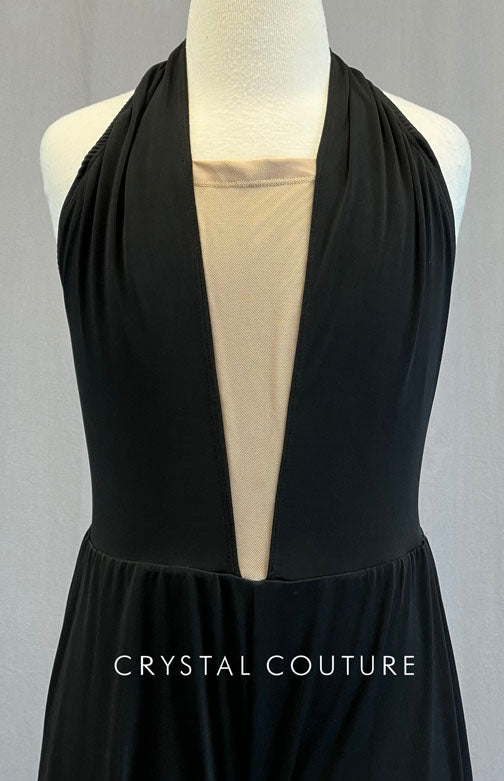 Black Deep V Halter Jumpsuit