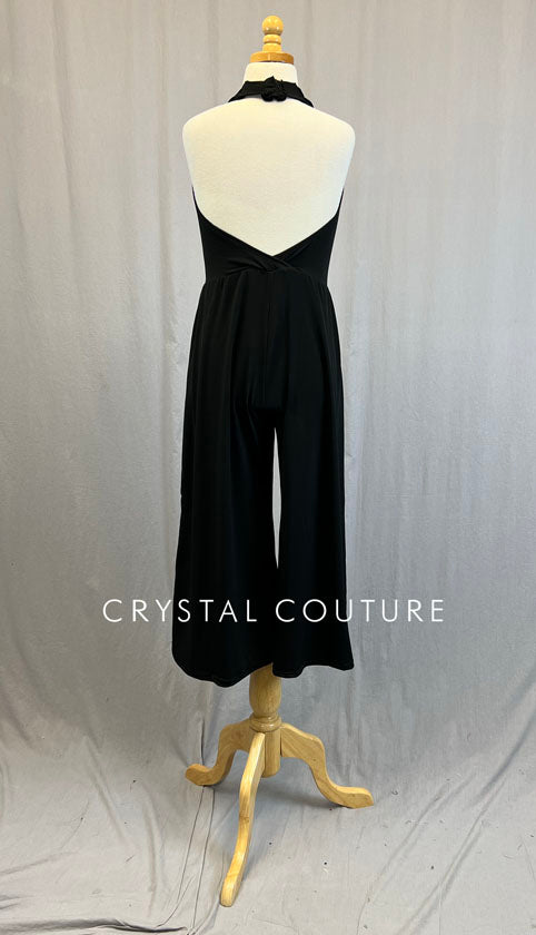 Black Deep V Halter Jumpsuit