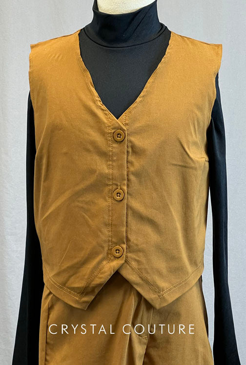 Tan Vest and Pants with Black Mock Neck