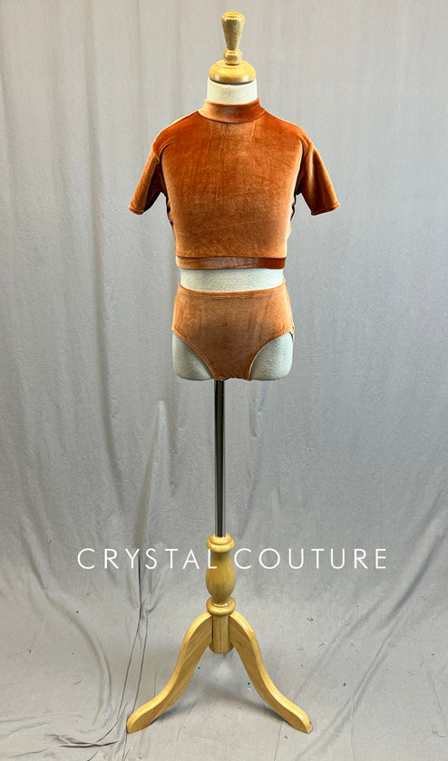 Custom Rust Orange Velvet Mock Neck and Trunks