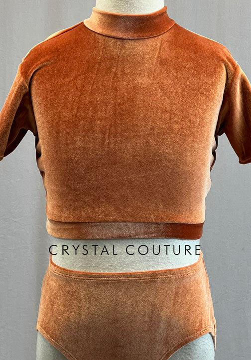 Custom Rust Orange Velvet Mock Neck and Trunks