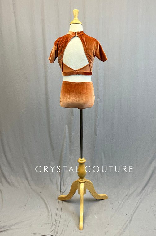 Custom Rust Orange Velvet Mock Neck and Trunks