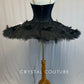 Custom Black Platter Tutu with Sequined Appliques and Feathers - Rhinestones