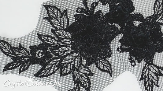 3D Black Small Floral Embroidered Applique