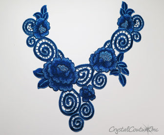 Sapphire/Light Blue Floral Lace Embroidered Applique