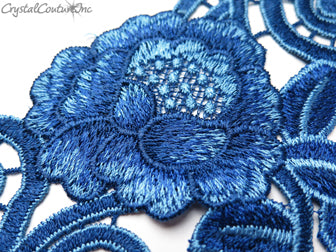 Sapphire/Light Blue Floral Lace Embroidered Applique