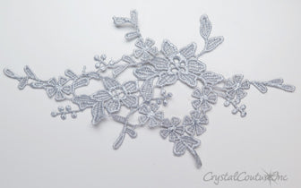 Light Gray Floral Lace Embroidered Applique