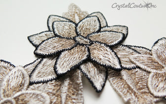 Nude/Black Floral Lace Embroidered Applique