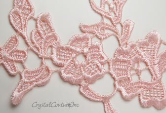 Light Pink Floral Lace Embroidered Applique