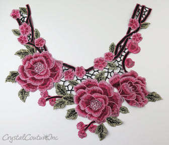 Rose/Light Rose Floral Embroidered Applique