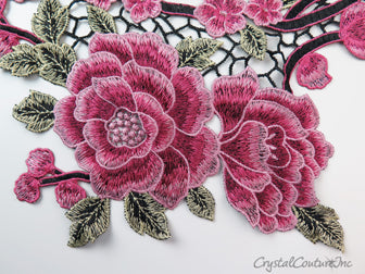 Rose/Light Rose Floral Embroidered Applique