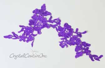 Purple Floral Lace Embroidered Applique