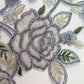 Silver/Ivory Floral Lace Embroidered Applique