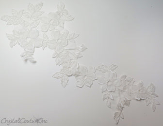 White Floral Lace Embroidered Applique