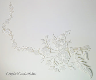 Ivory/White Floral Vine Embroidered Applique