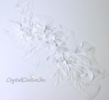 White Floral/Vine 3D Embroidered Applique