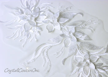 White Floral/Vine 3D Embroidered Applique