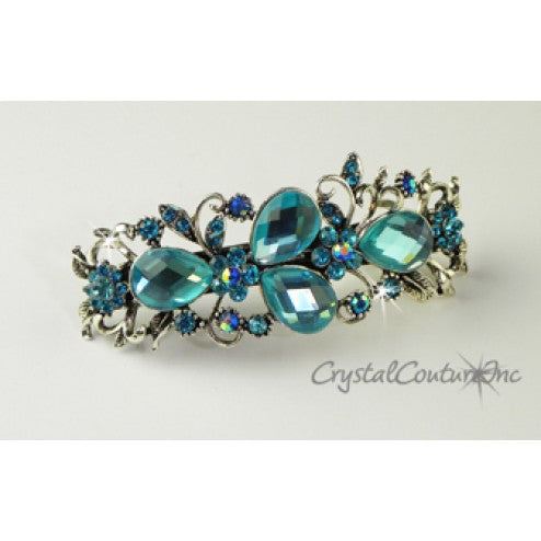 Pear Rhinestone with Gold 3.5" Barrette
