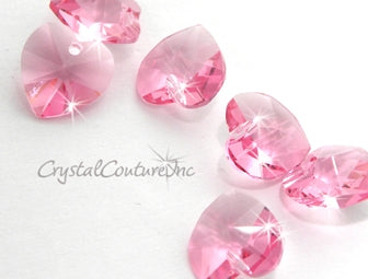 Swarovski Heart Pendant #6228 - Rose 10mm - 12 pieces per bag