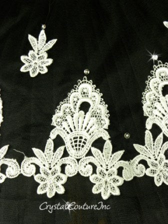 Black Platter Tutu with White Lace & Silver Sequins