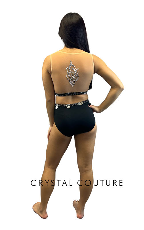 Custom Graphite Metallic Top with Black Trunks - Swarovski Rhinestones