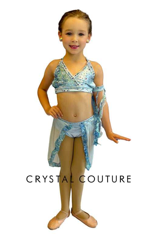 Custom Light Blue Lycra & Lace Top with Trunk - Swarovski Rhinestones