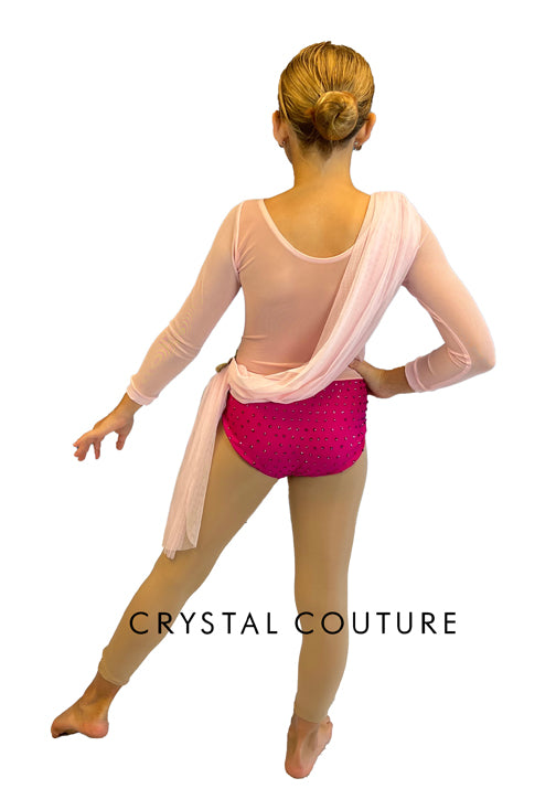Shades of Pink Leotard with Rhinestones and 3D Floral Appliques