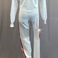 White and Red Hooded Track Suit with Netting - Rhinestones