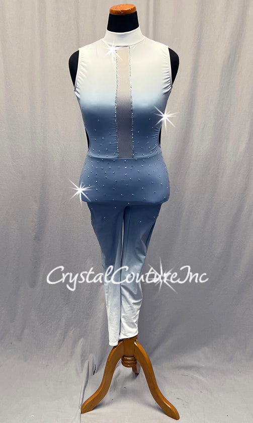 Blue Ombre Long Leg Unitard - Rhinestones