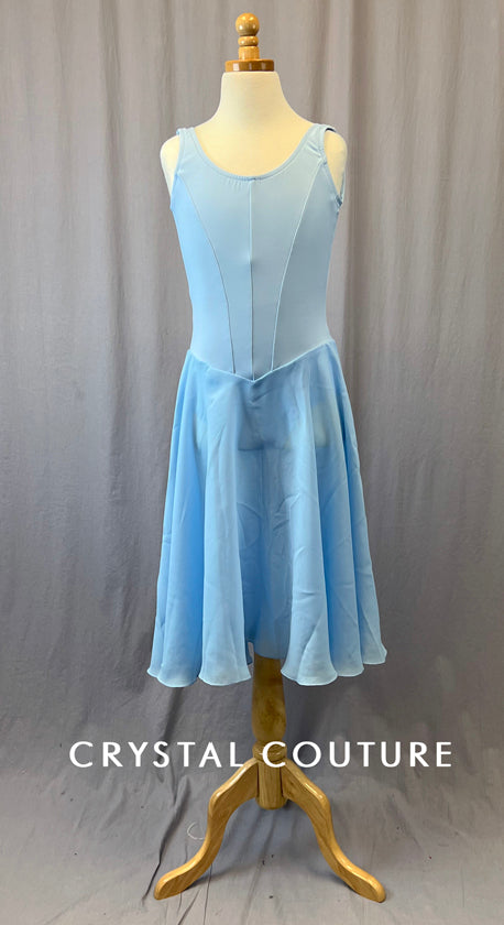 Baby Blue Princess Bodice Leotard with Attached Skirt