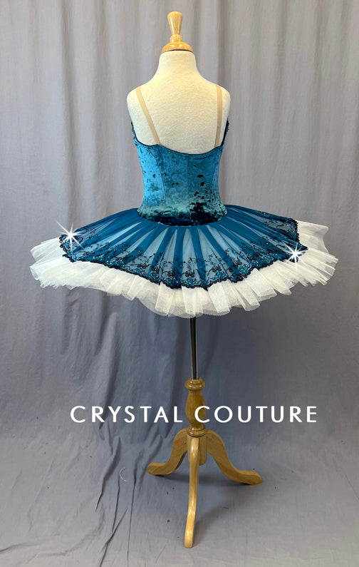 Teal Velour Platter Tutu with Rhinestones