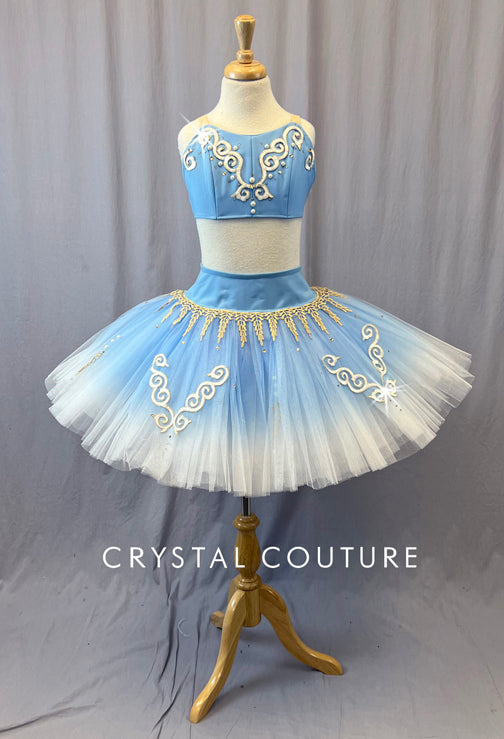 Blue Two Piece Platter Tutu with Rhinestones