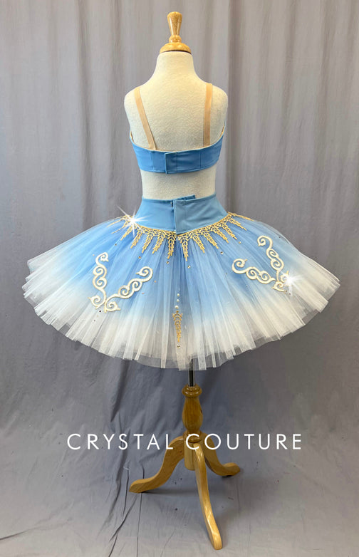 Blue Two Piece Platter Tutu with Rhinestones