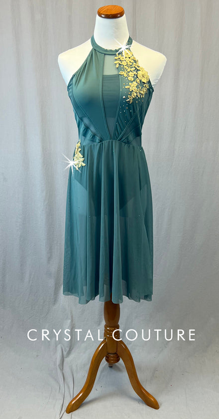 Sleeveless Tea Length Sage Green Dress