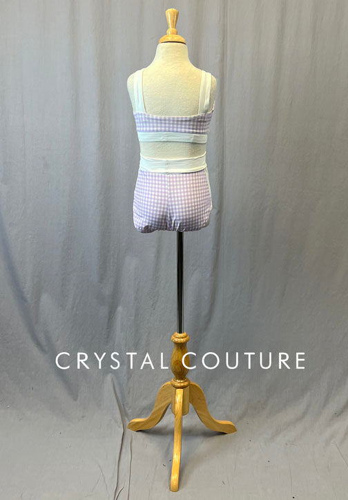 Purple & White Gingham Two Piece with Tie Front