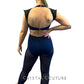 Navy Blue and Black Connected Two Piece with Mesh Leggings - Rhinestones