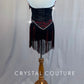 Custom Black and Red Lace Bustier with Fringe - Rhinestones