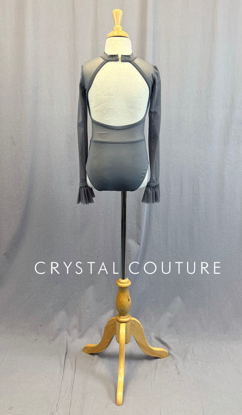 Custom Grey Long Sleeve Leo with Mesh and Flutter Cuffs