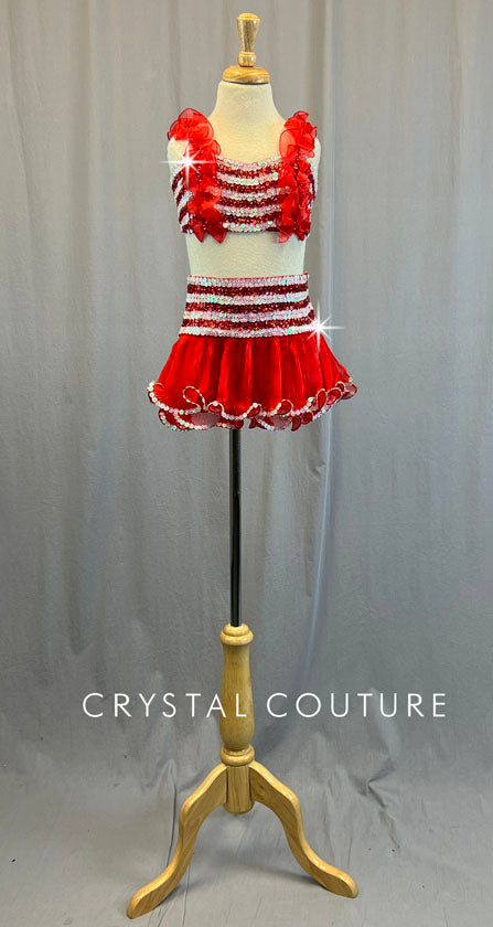 Peppermint Twist Sequined Two Piece Top and Skirt