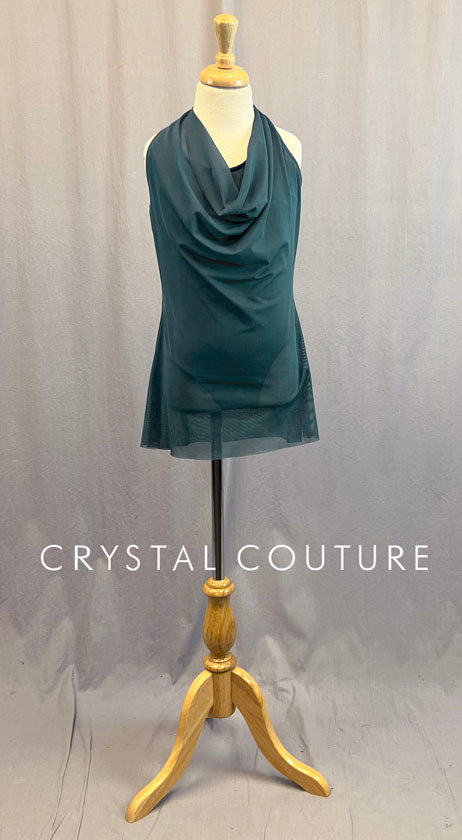 Grey Green Drape Halter Dress