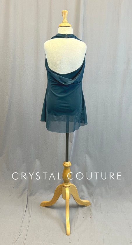 Grey Green Drape Halter Dress